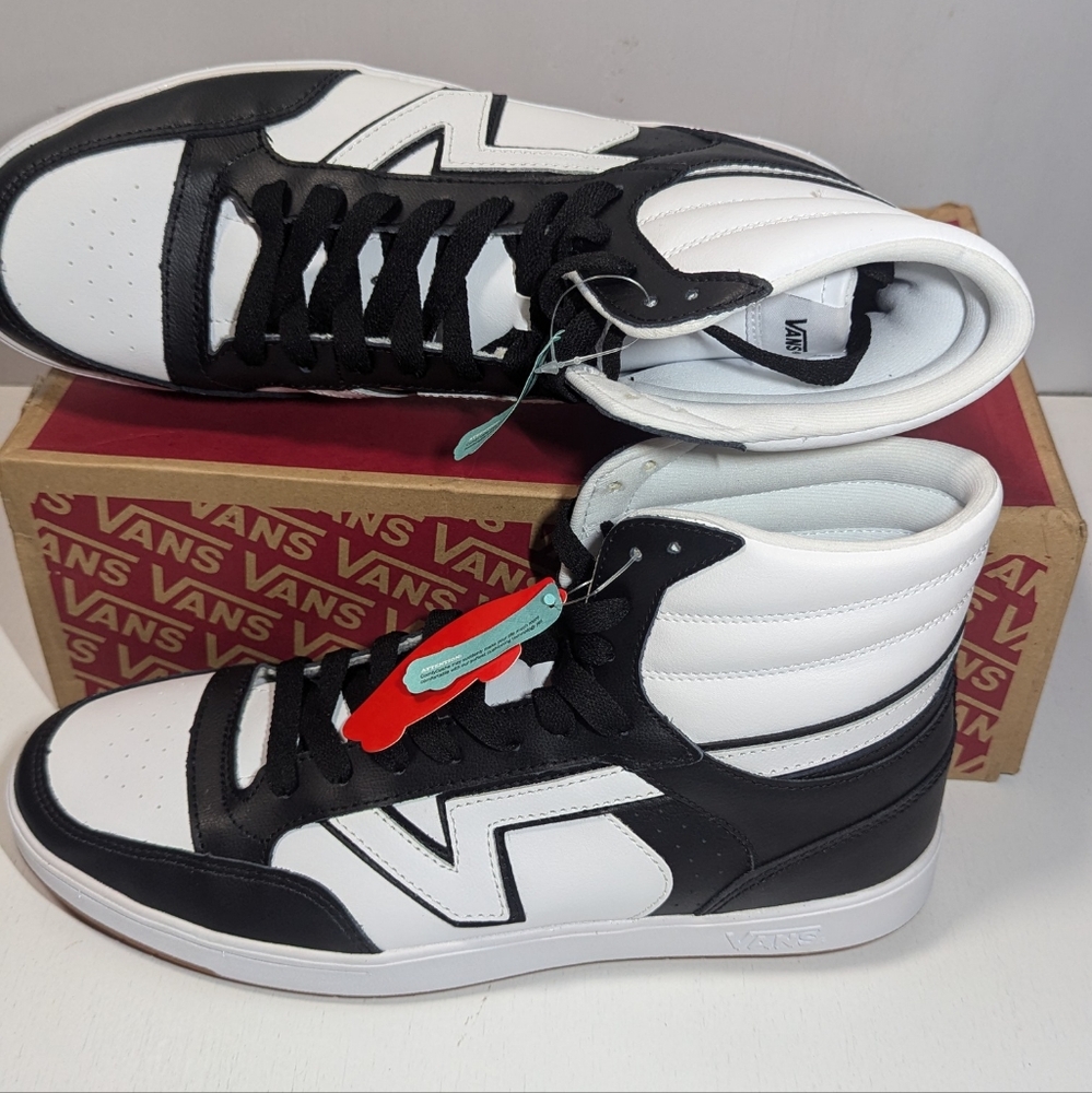 Vans Men's Lowland Hi Cc Sneakers Black/White Size 13.0